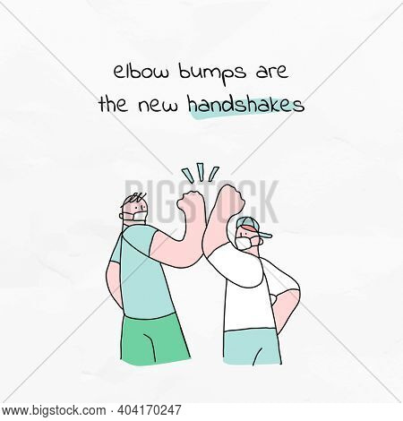 Elbow bumps new normal lifestyle doodle social media post