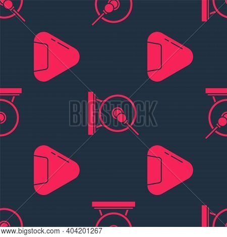 Set Sushi And Gong On Seamless Pattern. Vector