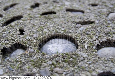 Frozen Ground Below Zero Stones Detail In Winter
