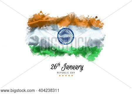 Illustration Of Happy Indian Republic Day For Poster Or Banner Background. Flag Of India Painting By