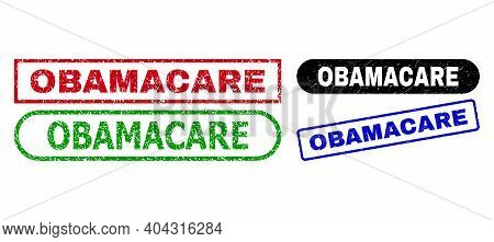 Obamacare Grunge Stamps. Flat Vector Distress Seal Stamps With Obamacare Message Inside Different Re