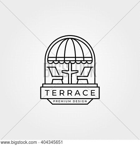 Terrace Cafe Balcony Logo Line Art Vector Symbol Illustration Design