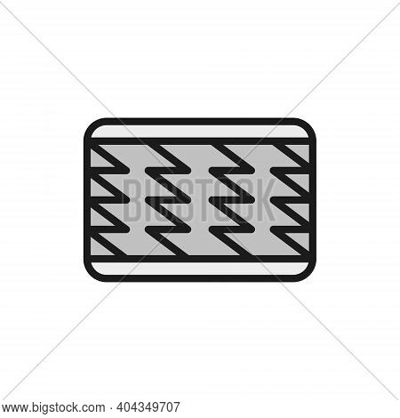 Orthopedic Spring Material, Spring Bed Mattress Flat Color Line Icon.