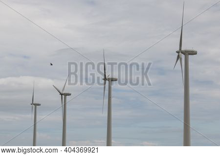 Bonnerup, Denmark - 15 Juli 2020: Wind Turbine From Nortank Which Stands On The Harbor In Bonnerup