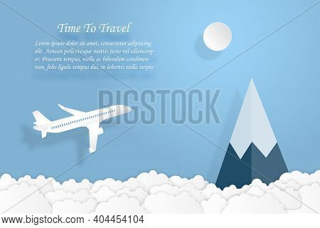 Love To Travel Airplane Flying With Blue Sky And Cloud Air Transportation Concept Copy Space For Tex
