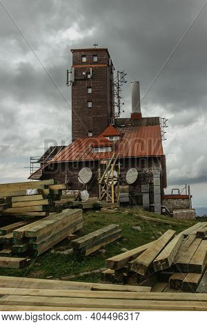 Snezne Jamy, Czech Republic-july 25,2020. A Remoted Building Under Reconstruction On Polish-czech Bo