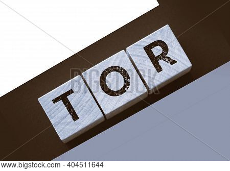Tor Anonymous By Letters On A Woden Blocks On Black. Business Concept