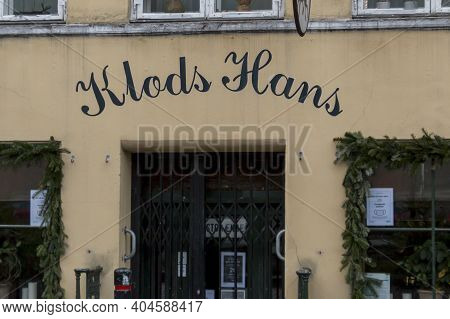 Copenhagen, Denmark - 12 Dec 2020: The Logo Of The Klods Hans In Copenhagen