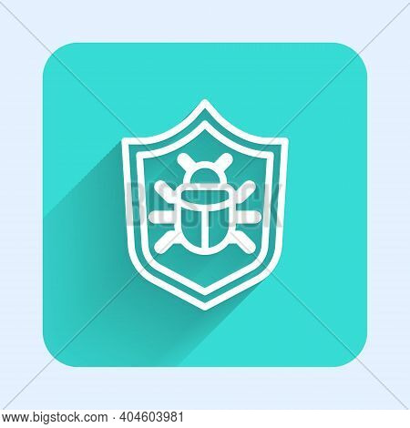 White Line System Bug Concept Icon Isolated With Long Shadow. Code Bug Concept. Bug In The System. B