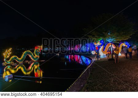 Nakhonsawan, Thailand - December 2018: Lantern Puppet Festival To Celebrate Chinese New Year, Where 