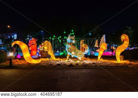 Nakhonsawan, Thailand - December 2018: Lantern Puppet Festival To Celebrate Chinese New Year, Where 