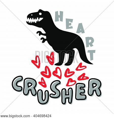 Cute Black Dinosaur Crushing Heart.