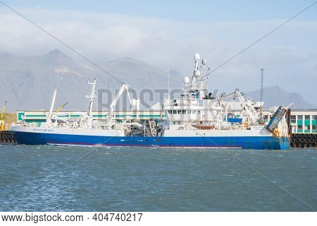 Hofn I Hornafirdi - September 19. 2020: Pelagic Fishing Vessel Jona Edvalds In Port Of Hornafjordur 