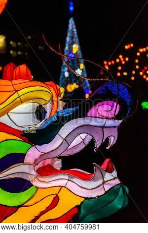 Nakhonsawan, Thailand - December 2018: Lantern Puppet Festival To Celebrate Chinese New Year, Where 