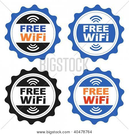 Cztery wolne Wifi etykiety.