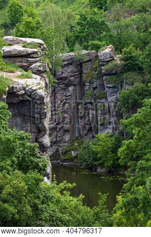 Buky Canyon Summer Landscape, Hirskyi Tikych River, Cherkasy Region, Ukraine.