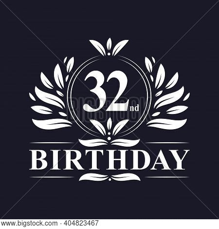 32nd Birthday Celebration, Luxury 32 Years Birthday Logo Design.