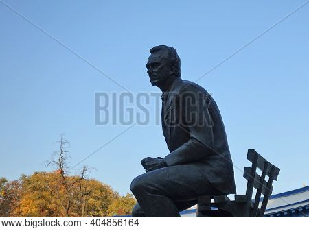 Kiev. Ukraine. October 18, 2019 Monument To Valery Lobanovsky At The Dynamo Football Stadium