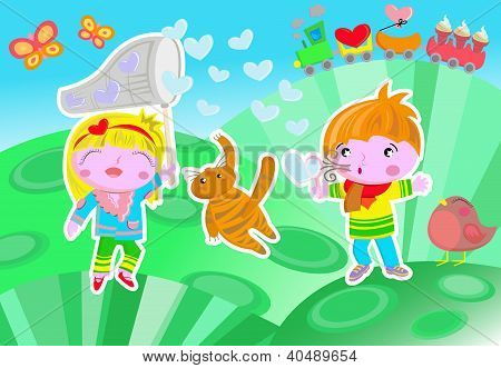 Valentijnsdag kinderen liefhebbers