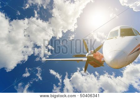 Private airplane inflight in the sky