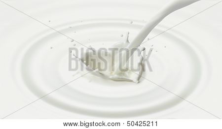 pouring milk created splash in heart shape, love sign and ripple wave