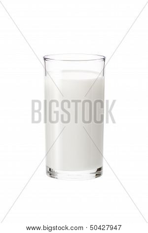 milk in the glass on white background, isolated