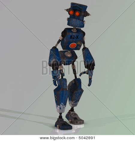Kreslený Robot s expresivní emocí v obličeji