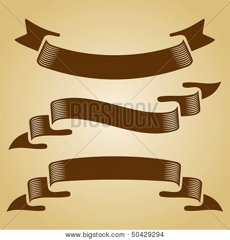 Set of vector retro ribbons, labels, stickers, tabs and tags