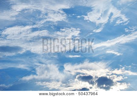 Sky With Fluffy And Spindrift Clouds