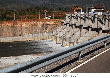 River Dam And Waterfall. Gates Open.