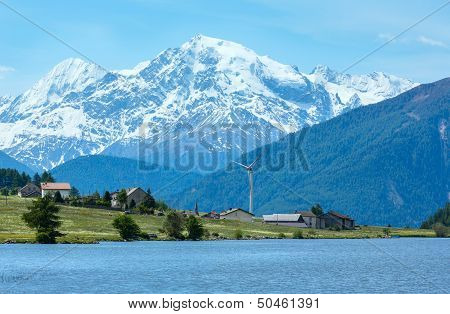Summer Reschensee Alpine View (italy).