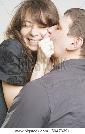 Portrait Of Playful Caucasian Happy Couple