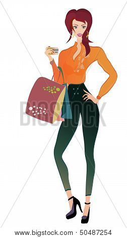 Fashion Woman with Golden Credit Card