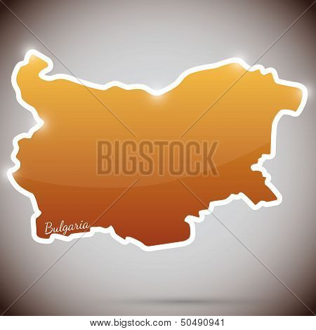 vintage sticker in form of Bulgaria
