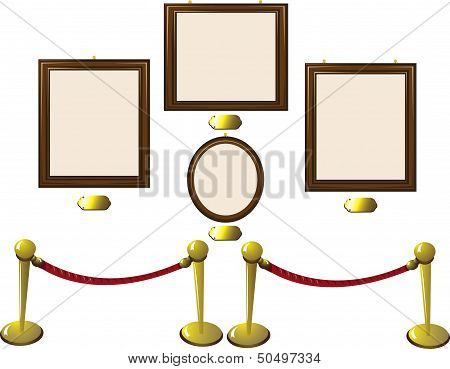 Empty Wooden Frames In A Museum