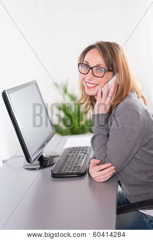 young woman working at office