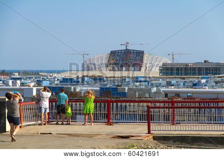SOCHI, RUSSIA - JUNE 20, 2013: Construction of the olympic stadium 