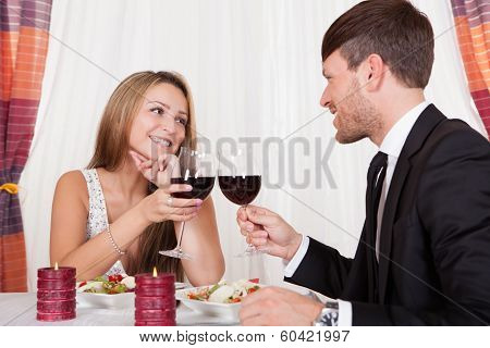 Romantic Couple Toasting Each Other