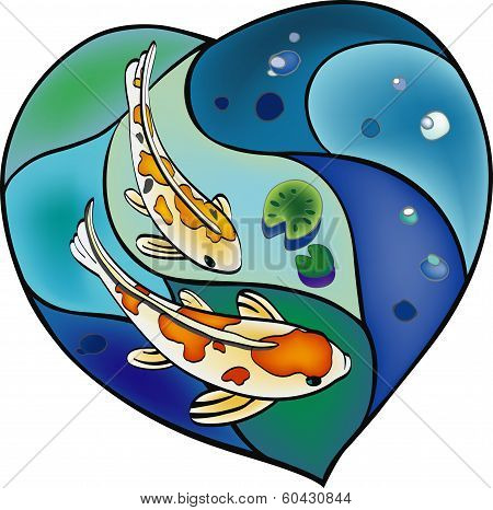 Carp Pond In The Shape Of Heart
