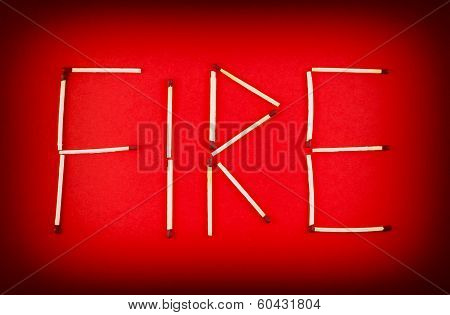 Word Fire Made Of Matchsticks