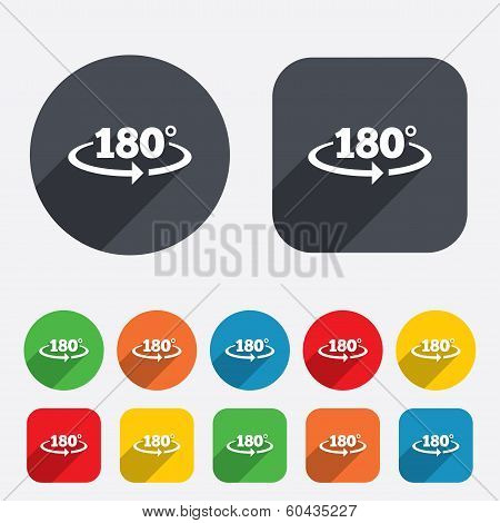 Angle 180 degrees sign icon. Geometry math symbol