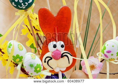 Lollipop-shaped Easter Bunny With Eggs