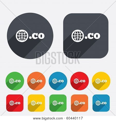 Domain CO sign icon. Top-level internet domain