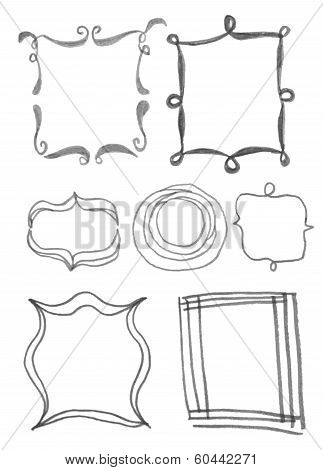 Hand drawn felp-tip pen frames.