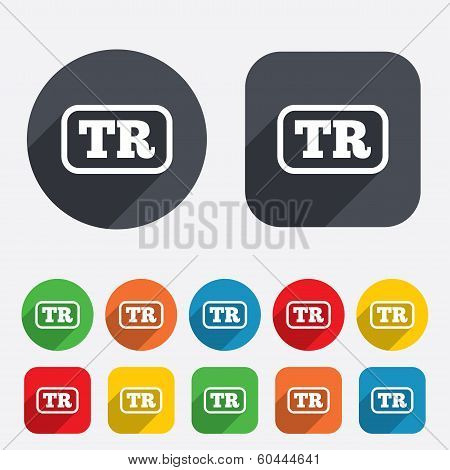Turkish language sign icon. TR translation