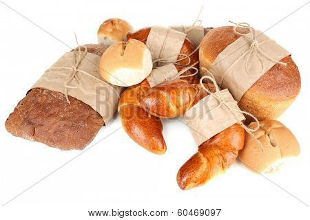 Different types of bread isolated on white