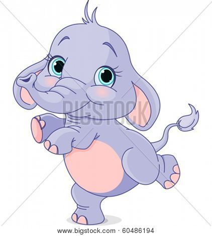 Happy baby elephant dancing 