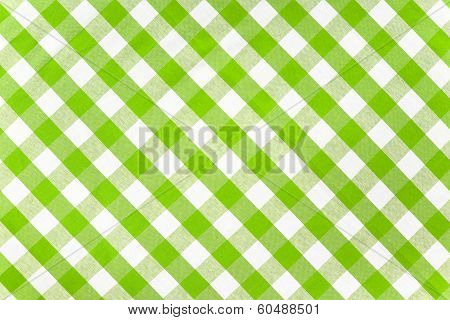 Green Checked Fabric Tablecloth