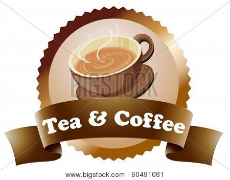 Illustration of a coffee and tea label on a white background