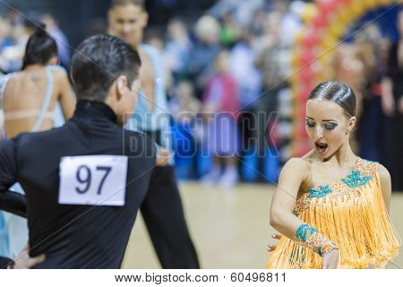 Minsk-belarus, February, 9: Unidentified Dance Couple Performs Adult Latin-american Program On Ogni
